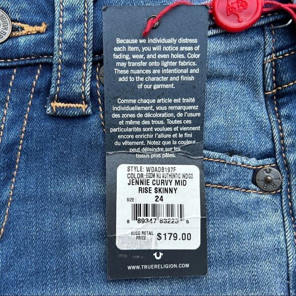 True Religion Jennie Curvy Skinny Jeans 24 New NWT - Picture 10 of 12